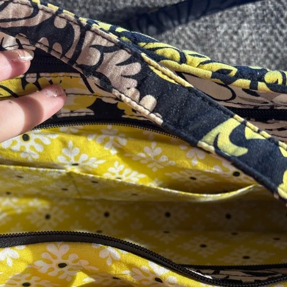 Vera Bradley Elegant Floral Black and Yellow Shoulder Bag - Picture 4 of 7